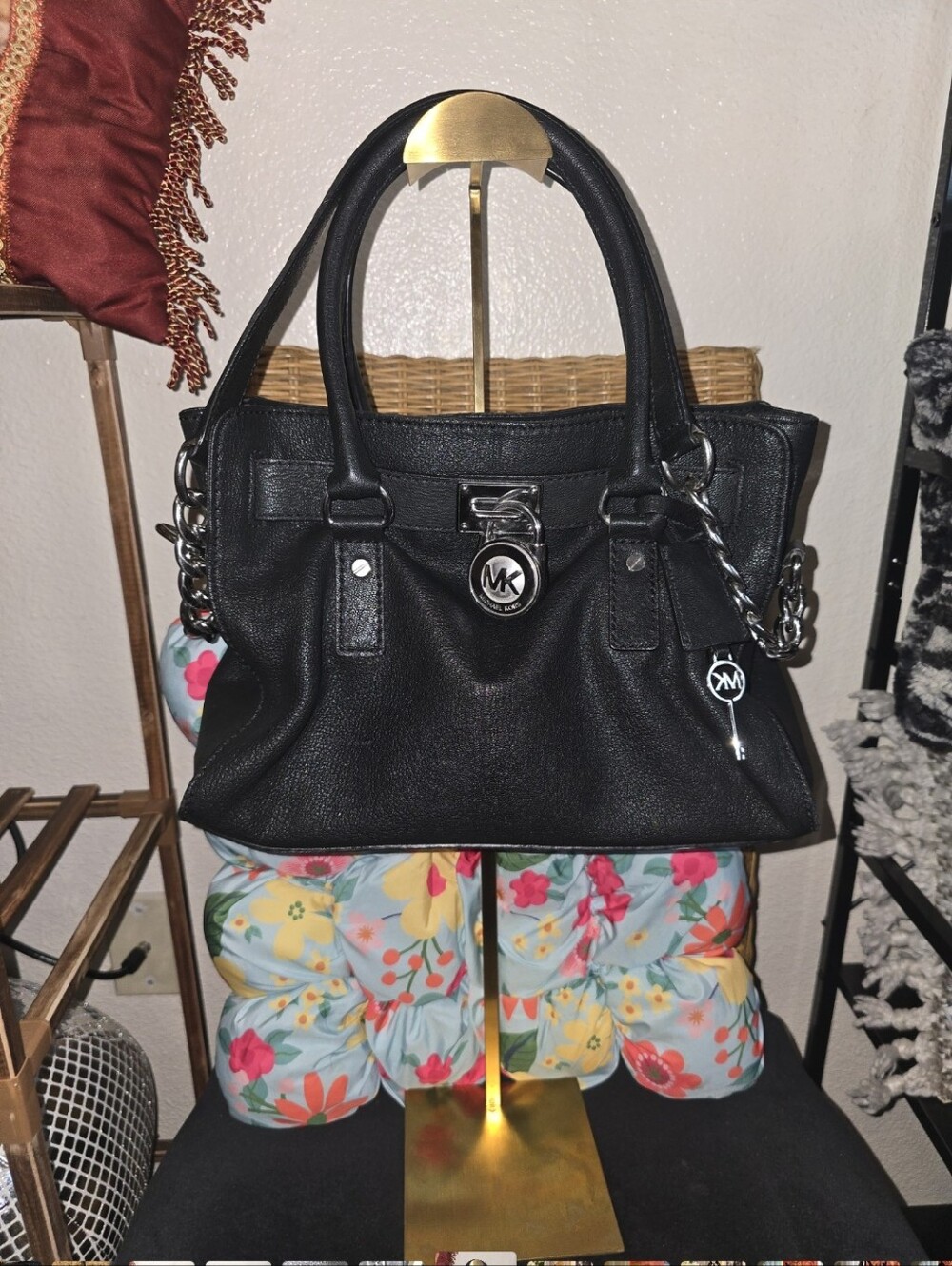 MICHAEL Michael Kors Hamilton East West Satchel In Black Pebbled Leather PLC - Picture 2 of 13